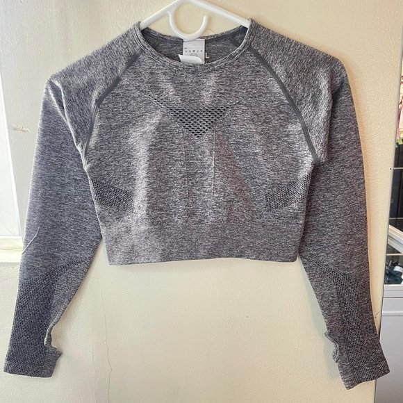 AYBL MOTION SEAMLESS LONG SLEEVE CROP TOP GREY MARL SIZE M - Picture 9 of 9
